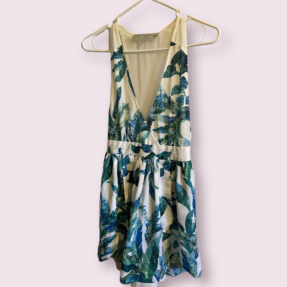Blessed Are The Meek White/Green Tropical Print Mini Dress - Picture 4 of 5